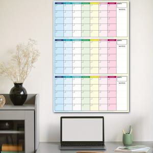 TEMU 3개월용 건식 지우개 벽걸이 달력 37.8x25.6인치 대형 무일자 화이트보드 월간 플래너 재사용 가능한 스케줄 정리 보드 | 일요일 시작 달력, 상자 및 메모 섹션 포함, 마커펜 2개 포함