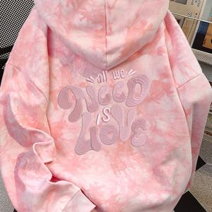 TEMU 귀여운 레터 프린트가 특징인 뉴 아메리칸 스타일 가을/겨울 컬렉션. 플러시 왁스 염색 디자인의 여성용 긴팔 후드 스웨트셔츠가 주목됩니다. 트렌디하고 활용도 높은 빈티지 루즈핏을 제공합니다.