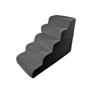 TEMU 강아지 계단, 노견 또는 소형견용 애완 동물 계단, 세탁 가능한 옥수수 벨벳 커버, 압축형 스펀지, 등반하기 쉬운 애완 동물 경사로, 소파 침대용 강아지 사다리