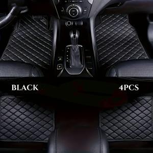 TEMU 럭셔리 PU 가죽 자동차 바닥매트 4종 세트, 미끄럼 방지 및 내구성 강화, 전후면 차량용 바닥매트, 대부분의 차종에 적합