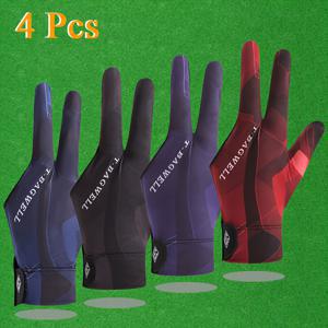 TEMU 남녀공용 풀핑거 스누커 당구 미끄럼 방지 통기성 장갑 4개 세트, 전문가용 얇고 가벼운 풀핑거 당구장갑