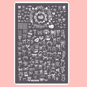 TEMU 224 네일 & DIY 크리스마스 네일 템플릿용 호환 - 스틸 플레이트가 있는 투명 네일 프린팅 플레이트, 빠른 프로토타이핑, 네일 아트 디자인, 리본 & 겨울 패턴, 네일샵 또는 개인용 - 내구성 있는 전사 몰드 플레이트