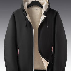 TEMU 남성 가을-겨울용 경량 캐주얼 다용도 두꺼운 보온 방풍 후드 재킷 | 단색, 지퍼 클로저, 안감