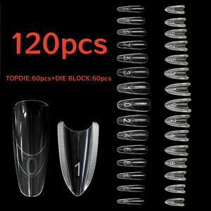 TEMU 2025년 신상 샌드위치 스타일 타원형 및 코핀 사다리꼴 네일 익스텐션 몰드 15가지 사이즈 120개입. 네일 익스텐션 및 미용실 용품 디자인. 젤 네일 적용에 적합. 풀 커버리지 몰드, 투명 몰드.