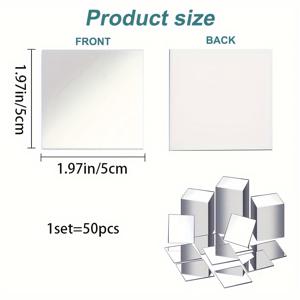 TEMU 방 꾸미기, 침실 및 거실 장식용 5Cm 정사각형 아크릴 미러 벽 스티커 50개 세트, 창의적인 수제 미러 자체 접착 아크릴 타일 스티커