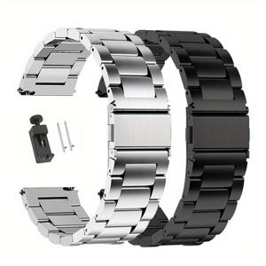TEMU 2개 세트 20mm/22mm 스테인리스 스틸 스마트워치 밴드, 삼성 7/FE/6/5Pro/4/클래식 호환, 아마즈핏 GTS-GTR-4-3-2용 금속 팔찌, 워치 밴드 스트랩