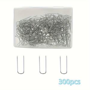 TEMU 꽃 핀 150/300/1000개입, 그린 핀, U자형 핀, 작은 물건의 위치 정렬 및 꽃 장식 고정용, 길이 2.3cm