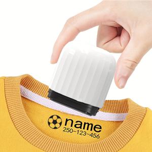 TEMU 1개 맞춤형 의류 라벨 스탬프 - 귀여운 만화 디자인, 개인화된 이름 & 학교 교복 도장, 방수 및 변색 방지, 직사각형 플라스틱 태그, 의류용 라벨