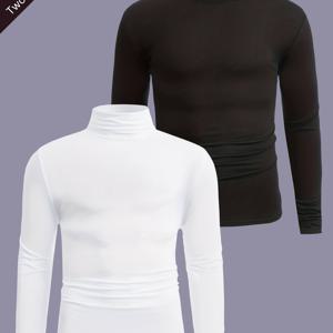 TEMU 남성용 가을/겨울 캐주얼 편안한 솔리드 컬러 긴팔 크루넥 베이스 셔츠 2pcs 세트, 캐주얼 외출, 휴가, 산책, 스포츠, 골프, 일상복, 100% 폴리에스터, 세탁기 사용 가능, 드라이클리닝 불가 2XT1051