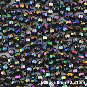 TEMU 600개 8mm 다면체 아크릴 비즈 | AB 컬러, 2.5mm 구멍, 비딩, 뜨개질, 주얼리 제작 보조용 투명 비즈