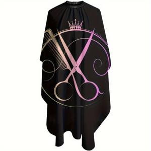 TEMU 전문용 샬롱 바버 케이프 - 조절 가능한 목 닫기, 방지 및 비지성 헤어 샤울, 창의적인 꽃 디자인, 쉬운 청소 블랙 & 핑크 헤어 스타일리스트 기어, 모든 헤어 샬롱 기술자, 바버 액세서리, 스타일리시 바버 액세서리, 쉬운 청소 재질
