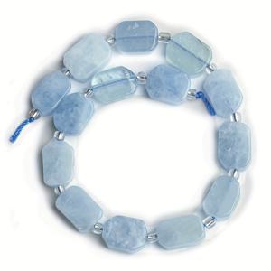 TEMU 8x12mm 천연 직사각형 아쿠아마린 스톤 비즈 고품질 루즈 스페이서 비즈 주얼리 만들기 DIY 독특한 팔찌 목걸이 비즈 액세서리 공예용품 7.5인치