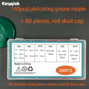 TEMU 200개 스테인리스 스틸 기어 오일 노즐 세트 - M6, M8, M10 사이즈, 기계용 기어 오일 노즐 및 엘보 커넥터, 육각 헤드 45도, 90도, 180도