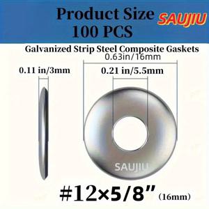 TEMU 100개 EPDM 와셔 세트 (코팅 스트립 포함) - 드릴 나사용 금속 접착 씰 디자인 - 풀림 방지, 진동 흡수, 미끄럼 방지, 노화 방지 및 내구성 제공 - 다양한 크기로 제공