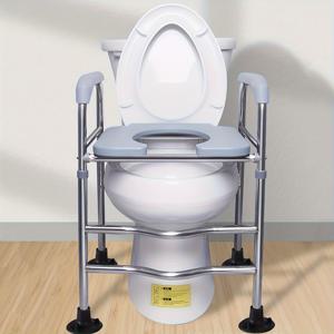 TEMU 조절 가능한 높이의 변기 좌석 핸들 포함 - 최대 125kg 지원, 노인 및 장애인을 위한 완벽한 제품, 전기 필요 없음, 내구성 있는 금속 프레임, 쉬운 설치형 변기 링 | 기능적 디자인 | 견고한 구조