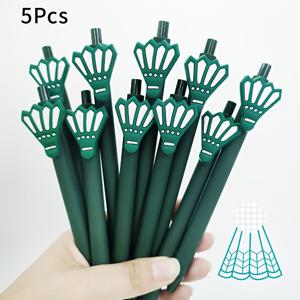 TEMU 5/10개입 다크 그린 배드민턴 깃털 패치 펜 PVC 소프트 고무 패치 볼펜 학생 서명 선물 펜 랜덤 스타일