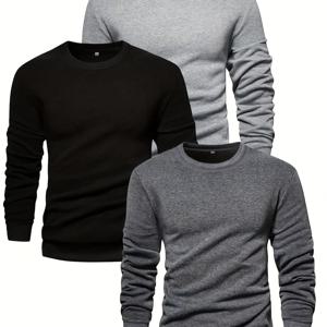 TEMU 뉴 남성 베이직 컬러 캐주얼 편안한 긴팔 티셔츠