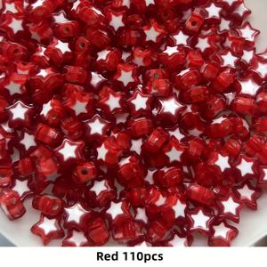 TEMU 110개 QYWCTZ 9mm 아크릴 별 비즈 - 이중 층 펜타그램 & 별 모양, 멀티컬러 DIY 주얼리 비즈, 목걸이 만들기, 팔찌 공예, 키체인용 - DIY 애호가를 위한 루즈 비즈