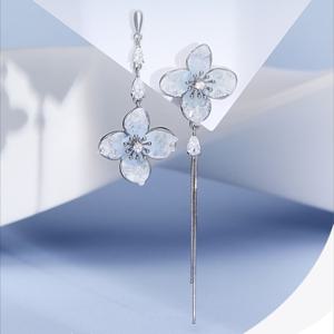 TEMU 2개/1쌍 인조 영감 부서진 얼음 디자인 스터드, 파스텔 블루 플로럴 귀걸이와 옴브레 태슬 드롭 - 2025 신상 컬렉션. 바다 테마의 독특한 스터드 귀걸이, 여자친구를 위한 완벽한 생일 선물 S 스털링 실버 귀걸이 바늘