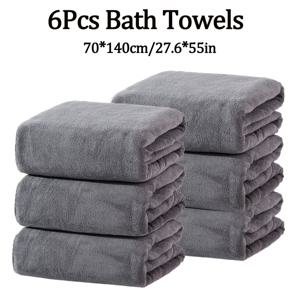 TEMU 6개 세트 욕실 타월, 각 70*140 Cm (27.6*55 In) 사이즈, 극세사 소재. 부드럽고 편안하며 흡수력이 뛰어납니다. 다양한 색상으로 제공되며 샤워, 호텔, 헬스장, 사우나 및 피트니스 활동에 적합합니다.