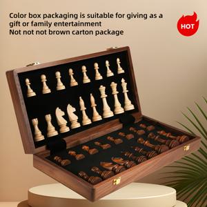 TEMU 39Cm 클래식 고급 월넛 체스 세트 (수제 나무 말 및 보관함 포함), 성인 대회 및 가족 게임에 적합, 부활절, 추수감사절, 크리스마스 및 기타 다양한 휴일에 두 명의 플레이어를 위한 선물로 완벽