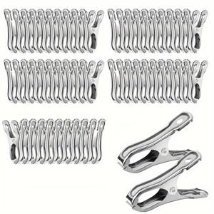 TEMU 50개 무적의 그립과 대형 2인치 개방이 있는 내구성 강한 스테인리스 정원 클립 - 녹 방지, 야외 사용용, 망사, 차양 천, 식물 커버 고정용 - 쉬운 사용, 야외 조직을 위한 세련된 메탈릭 마감, 견고한 클립 디자인