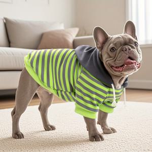TEMU 1개 기본 애견 후드티, 고급 가죽 라벨 장식, 소형견 및 중형견용, 프렌치 불독을 위한 부드럽고 편안한 의류