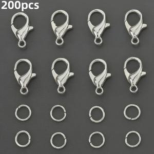 TEMU 200개 로브스터 걸쇠 및 점프 링 세트 | 로브스터 걸쇠 100개 및 점프 링 100개 포함, 아연 합금, 비즈, 스페이서 비드 커넥터, 팔찌 및 발찌용 엔드 걸쇠, 펜던트 목걸이 걸쇠, 휴대폰 및 키 체인 커넥터, 보석