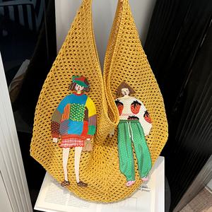 TEMU 2025 신상 대용량 토트백 니트백 홀아웃백 숄더백 직물백