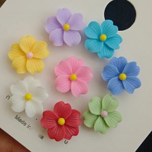 TEMU 8개 귀걸이 5엽 꽃 크림 접착 귀걸이 투명 귀바늘 플라스틱 귀바늘 꽃 귀걸이 단색