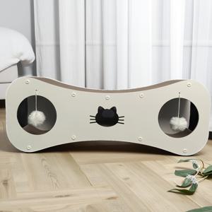 TEMU 1개 터널형 고양이 스크래치 보드, 내구성 있는 스크래치 방지 골판지와 티저 볼, 올인원 고양이 침대 및 장난감, 다중 고양이 터널로 지루함 해소, 수면 및 놀이용 이중 사용, 실내 가정용 고양이 휴가 선물