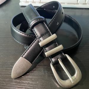 TEMU Hip-Hop 고딕 스타일의 청바지 장식에 완벽한, 4개의 합금 추가가 있는 고급스러운 블랙 인조 가죽 여성용 벨트 세트. 다재다능하며 정교한 패션 아이템으로 완벽합니다.