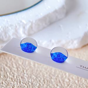 TEMU 민감한 피부에 적합한 무지개빛 유리 귀걸이 - 귀피어싱 필요 없음, 민감한 귀에 적합한 레진 귀걸이 포스트, 민감한 개인을 위한 여름 컬러 변화 (도금 없음)