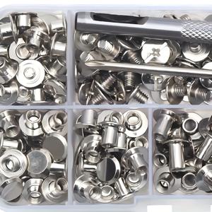 TEMU 100개 세트 스크류온 인조 가죽 리벳, 구멍 펀치 및 드라이버 포함. DIY 인조 가죽 공예, 여행 가방 장식, 의류 수리, 수제 벨트, 가방, 신발 및 지갑 액세서리에 적합