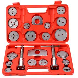 TEMU 24피스 헤비듀티 스틸 디스크 캘리퍼 피스톤 압축기 도구 세트 (18개 어댑터, 듀얼 핸드 스러스트 볼트, 리테이너 플레이트 및 장갑 포함) - 미국, 유럽, 일본 차량 대부분 호환 패드 교체용