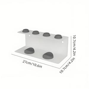 TEMU 1개 컬링 아이언 및 헤어 드라이어 홀더, 쉽게 접근 가능, 벽걸이/카운터탑 이중 사용, 금속 소재, 부드러운 실리콘 패드 베이스, 액세서리 보호. 가정용 욕실, 화장실, 헤어 살롱 및 기타 시나리오에 적합. 전문가용 전기 플랫 아이언 및 컬링 아이언 보관대, 블랙과 화이트 옵션 제공, 4개의 액세서리 홀더 포함. 홈 데코, 일상 필수품, 선반