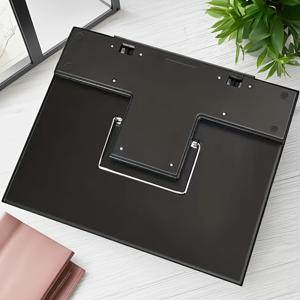 TEMU 7각 조절형 접이식 이동식 수납대 - 휴대용 책꽂이 및 디스플레이 선반, 인체공학적 높이 및 각도 조정, 미끄럼방지 베이스와 탄성홀더로 태블릿/노트북/잡지/요리책에 완벽한 홈오피스·주방·여행용