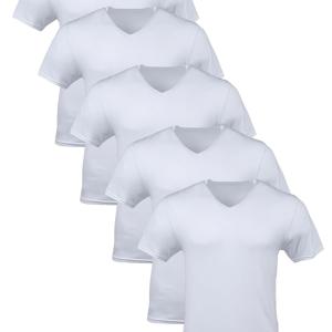TEMU 남성 클래식 여름 V넥 캐주얼 반팔 티셔츠 5종 세트, 여름 필수템 | 단색, 속건성, 야외 러닝 및 운동에 적합, 세탁기 사용 가능