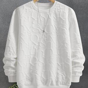 TEMU 남성 패션 후드티 및 스웨트셔츠 | 크루넥, 기하학 패턴, 루즈핏, 약간의 스트레치 원단, 캐주얼 스트리트 스타일, 드로스트링 헴의 기본 긴팔 티셔츠