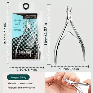 TEMU 전문가용 큐티클 트리머, 정밀한 손톱 가장자리 큐티클 및 핑거나일 정리용 다기능 죽은 피부 클리퍼, 스테인리스 스틸 손톱깎이 - 날카로운 날이 있는 리무버, 이중 포크 디자인으로 날카롭고 노동력 절약