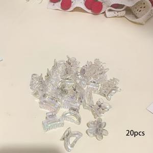 TEMU 20개 신상 반짝이는 미니 리본 머리핀, 우아하고 달콤한 앞머리와 날림머리용 하트 모양 머리핀