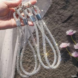 TEMU 럭셔리 반짝이는 실버 풀 라인스톤 안티로스 폰 스트랩, 가방 체인, 펜던트, 실내 펜던트, 스트랩, 물병 스트랩, 내구성과 견고함, 여행과 파티에 완벽, 여성과 커플을 위한 이상적인 생일 선물 4개 세트