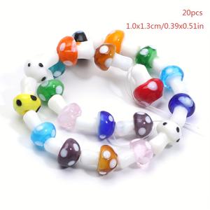 TEMU 20개 컬러풀 투명 버섯형 유리구슬 - 10x13mm DIY 액세서리 제작용, 목걸이, 팔찌, 키체인에 적합 - 귀여운 수제 공예용 유리구슬