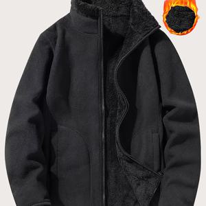 TEMU 여성용 패션 솔리드 컬러 따뜻한 자켓, 가을 겨울 편안한 두꺼운 리버서블 자켓