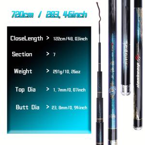 TEMU VANFOSH 헤비듀티 카본 파이버 텔레스코픽 낚싯대 - 메기, 틸라피아, 파이크/장어용 강력한 파워 빠른 회수 빅 게임 낚싯대, 접이식, 바닷물/민물 낚시용