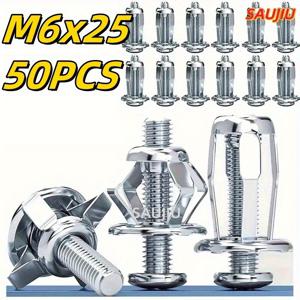 TEMU 50pcs Ja Nut Assortment Kit, M4 M5 M6 Zinc Plated Flower Type Rivet Nuts, Blind Hole Anchors for Hollow Wall/et Metal/Linse Plate/Advertisement Board Fastener