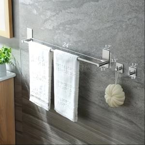 TEMU 욕실 스테인리스 스틸 타월 로드 세트, 벽걸이 자가 접착 타월 랙 세트, 타월 로드 1개와 스테인리스 스틸 후크 2개 포함, 드릴링 필요 없음, 욕실, 샤워실, 화장실에 적합
