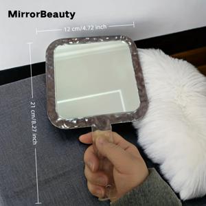 TEMU 공주님 투명 사각 메이크업 거울 - 양면 휴대용 돋보기 (1X/5X), HD 표면, 광택 마감, 해양 테마, 어버이날 & 발렌타인데이 선물로 완벽, 휴대용 화장대 거울, 선물 아이템, 우아한 디자인