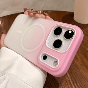 TEMU 아이폰 17 Pro Max Air 16 15 14 13 12 11 Pro Max 17Pro 17Promax 호환 고급 무광 그라데이션 캔디 컬러 마그네틱 무선 충전 휴대폰 케이스, 2중 레이어 2-in-1 충격 방지 소프트 커버