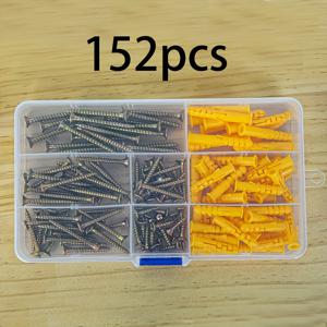 TEMU 152개 컬러풀 M3.5/M4 셀프 태핑 스크류 및 노란색 확장 슬리브 콤보 세트, 노란색 플라워 피쉬 내구성 드라이월 앵커 키트 플라스틱 벽 앵커 아연 도금 플랫 헤드 스크류, 안전한 드라이월 설치용 확장 스크류, DIY용 확장 슬리브